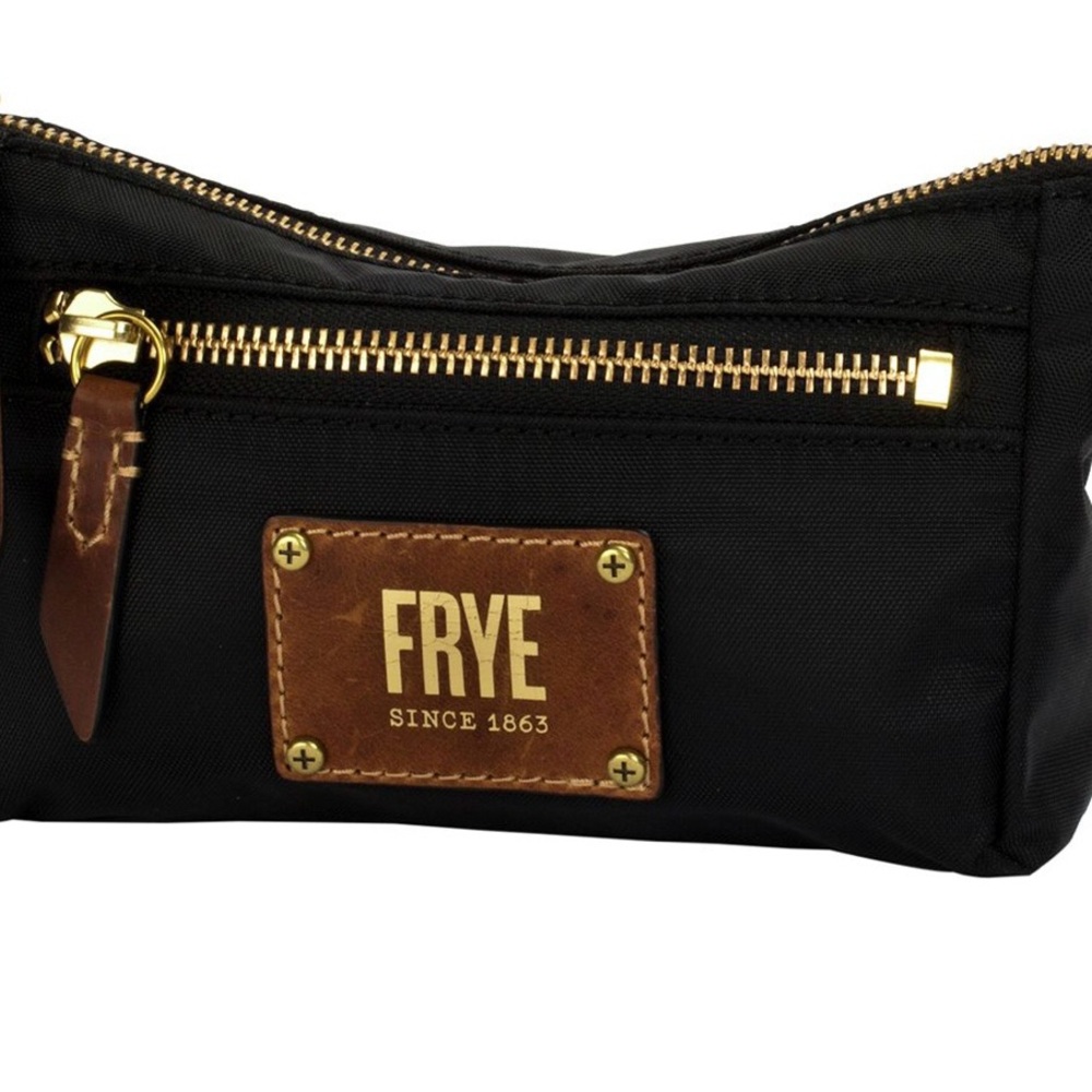 Frye Black Leather Trim Makeup Bag